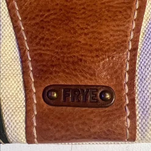 Frye leather and canvas multicolored clutch wristlet Tan