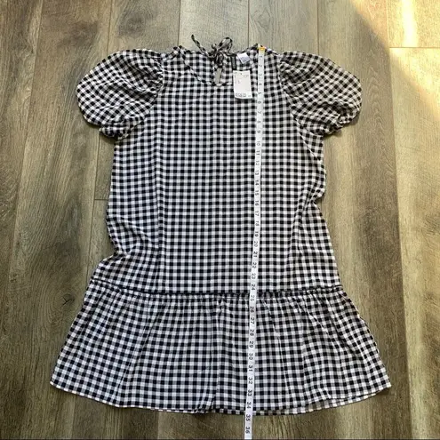 Divided H&M  Gingham Check Black and White Babydoll Dress Short Sleeve NWT Medium