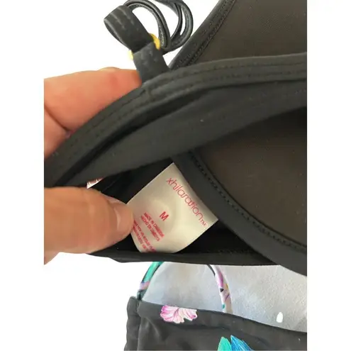 LA Hearts  and exhilaration black and tropical pattern bikini 2 piece size medium