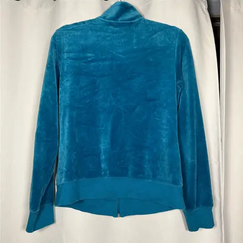 Chadwick's Real Comfort by Teal Blue Velour Zip Up Jacket Small