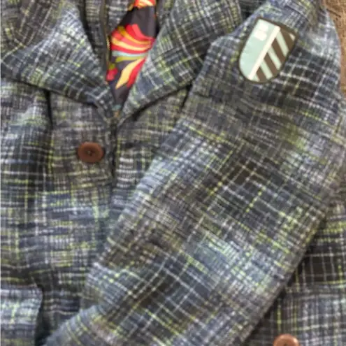 B by Burton Wool Blend Tweed Large – Hooded, Floral Lining, Warm Snowboard Coat Gray