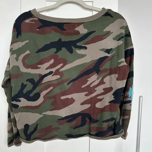Denim & Supply Ralph Lauren Women's Camo Thunderbird Beaded Pullover, Small, EUC