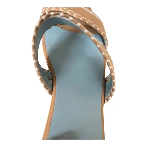 FRANCES VALENTINE Leather Sandals Clogs Wooden Soles Platform Slides Italy 9 EUC Blue