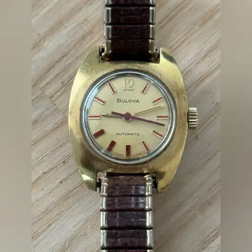 Bulova Automatic Gold Rare Vintage Ladies Watch Two-Tone Stretch Bracelet Works