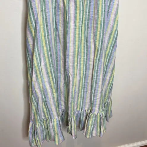 Gul‎ Hurgel Pastel Multicolored Striped Linen Midi Dress XS Pink