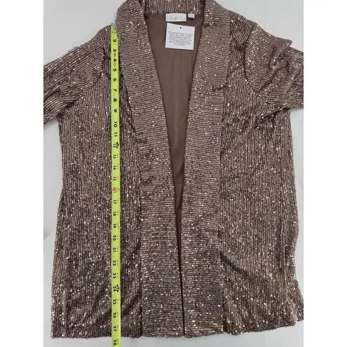 Belle By Kim Gravel Sequin Cardigan Sz XL Duster Party Festive Glam Beige Artsy