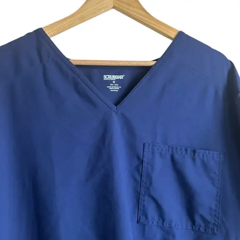 Scrubstar Women Scrub Top 2X Navy Medical Uniform Nurse Workwear Dental Casual Purple