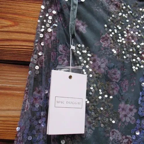 Mac Duggal 93750 Womens Embellished Illusion Long Sleeve Faux Wrap Gown Dress