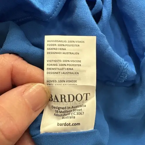 Bardot Revolve Ember Midi Dress Bold Blue Size 10 Asymmetrical Cocktail Satin