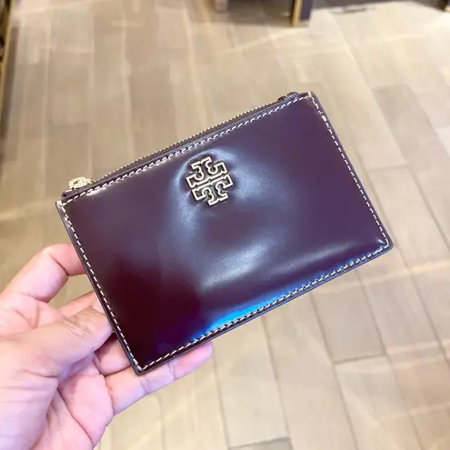 Tory Burch  Britten patent Zip Card Case Mini Wallet TEMPRANILLO - Image 3