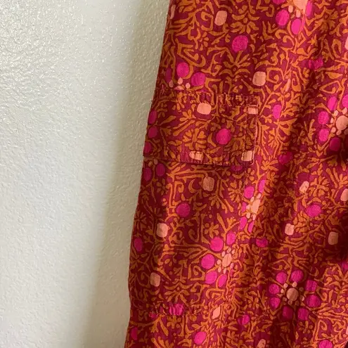 Sundance Pants Womens Larrge Vibrant Reef Floral Cargo Rope Tassle Boho Hippie Size L