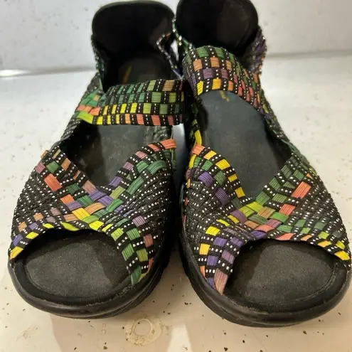 Skechers Sketchers memory foam stretch‎ strappy peep toe sandals multicolor size 8 woven thumbnail 6