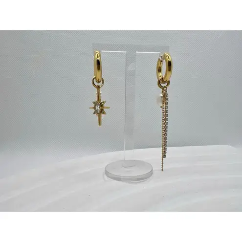 316L Stainless‎ Steel Freshwater Pearl StarDrop Earrings Gold