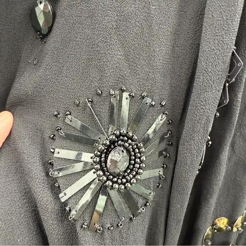 Yoana Baraschi Anthropologie 100% Silk Black Beaded Sleeveless Top Sz S