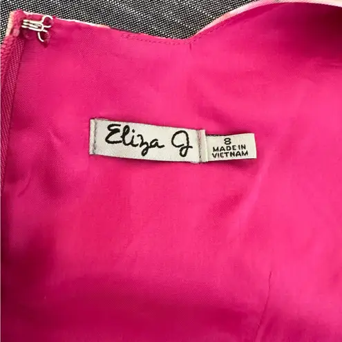 Eliza J Pink Tulip Floral Belted Print Faille Fit & Flare Dress NWT | 8