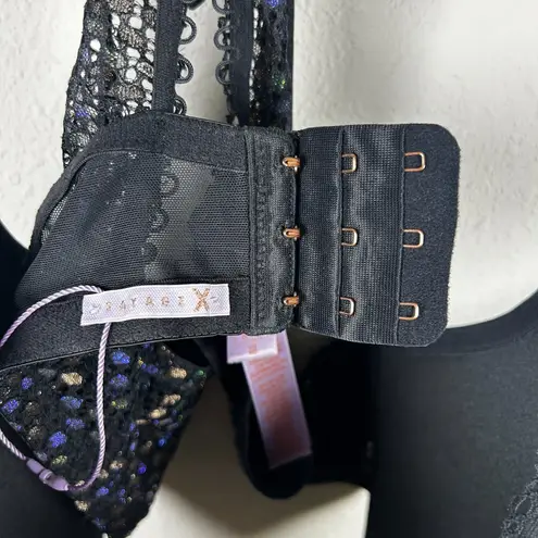 Savage X Fenty by Rhianna Metallic Lace Racerback Bra Size 42D Plus Size Lined Black