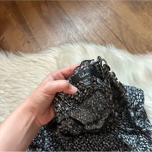 Lulus LULU’S Sitting In The Sun Black Floral Print Ruffled Babydoll Mini Dress