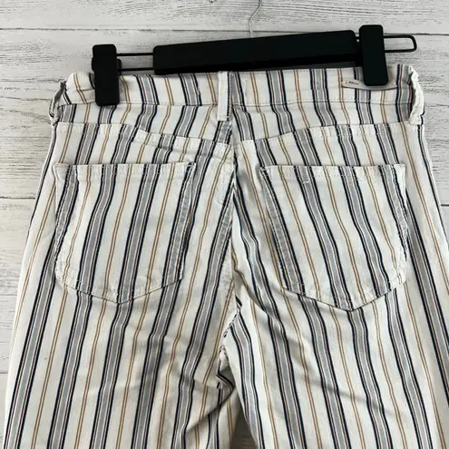 Pilcro High Rise Boot Cut Striped Pants Size 26 White