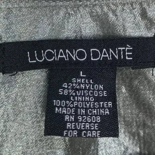 Fun Metallic Silver Luciano Dante Jacket L Ruffle Button Details Y2K Festival Size L