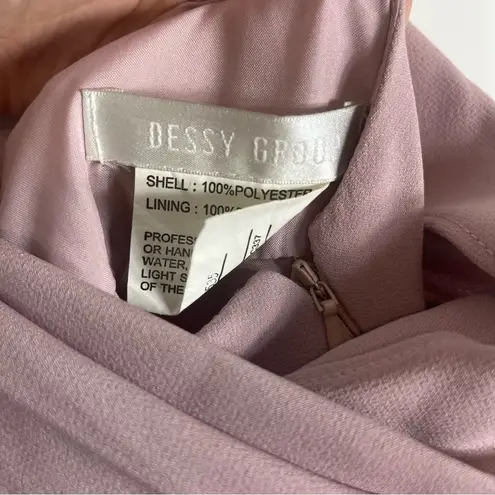 Dessy Collection 4535 Suede Rose Bateau Neck Open Cowl Back Trumpet Maxi Dress 2 Pink