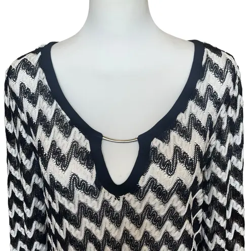 Joseph Ribkoff Swim Cover Up Size Medium Black White Chevron Mini
