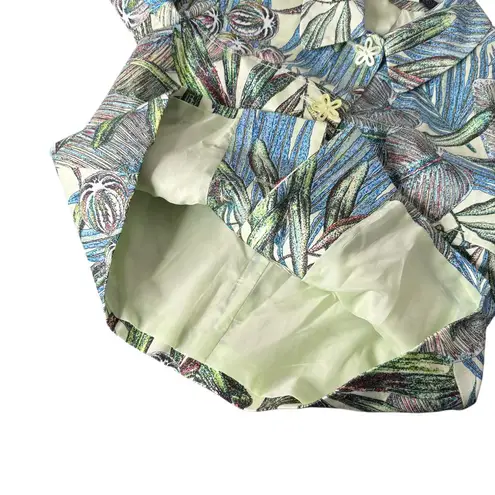 Harvé Benard Harve Benard‎ Tropical Print Blazer Jacket Size 6 Button Maximalist Green