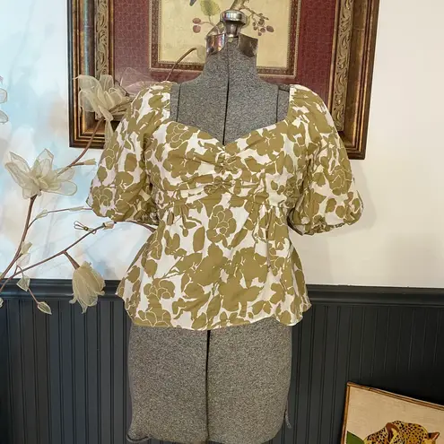 Free The Roses Cotton Floral Peplum Open Tie Back Top