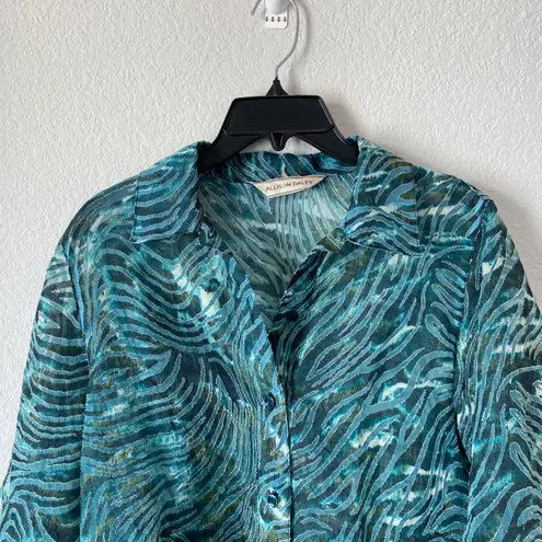 Allison Daley Art To Wear Colorful Semi Sheer Blouse Size XL