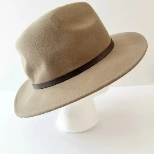 D&Y  100%‎ Wool Felt Hat Taupe Knot Detail 2.5" Brim