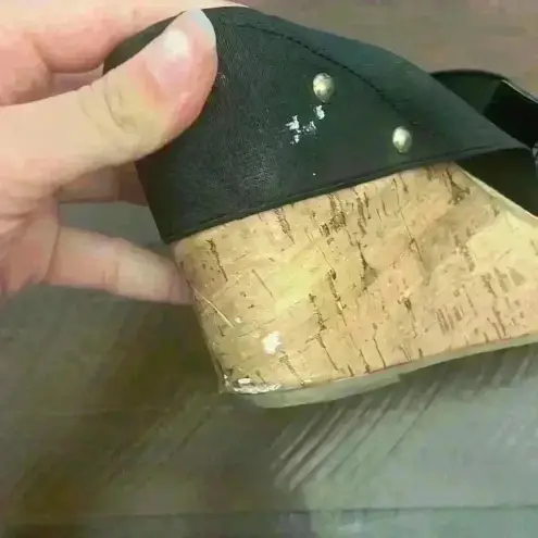 Charming Charlie  Cork Wedge Studded Black Sandals Size 9‎