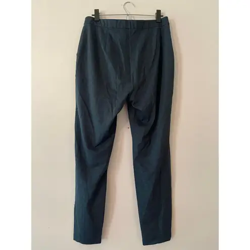 St. John Navy Blue Heathered Pintuck Stretchy Straight Leg Pants Women's size 12
