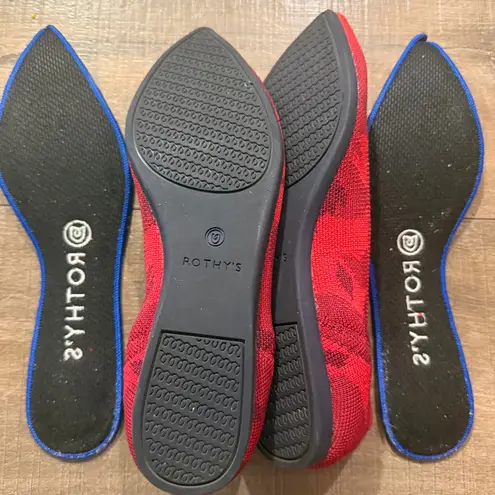 Rothy's The Point Red Camo Knit Flats Women US W8.5 Rare Retired Comfort