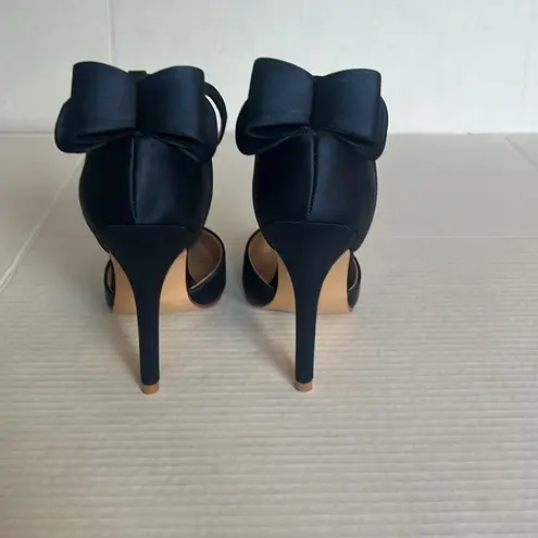 ERIJUNOR High Heel Bow Ankle Strap Evening Party Dance Wedding Satin Sz 6 = Blue