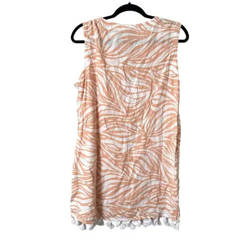 Rachel Zoe  Linen Blend Patterned Fringe Cover Up Medium‎