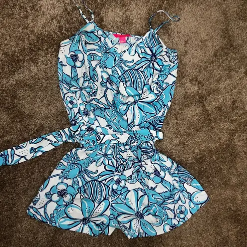Lilly Pulitzer  Deanna Romper Succulent Blue Pop Up Coronado Crab Size Small - Image 5