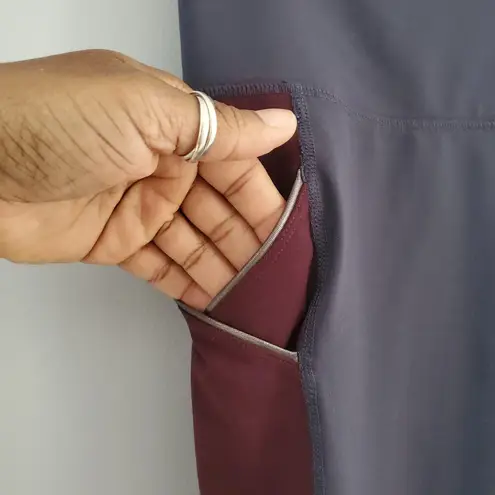 Gaiam Women's Gray Maroon Yoga Leggings Size S