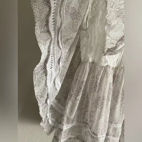 Shyanne Lace Sheer Paisley Peasant Bohemian Smock Style Tunic Blouse XL