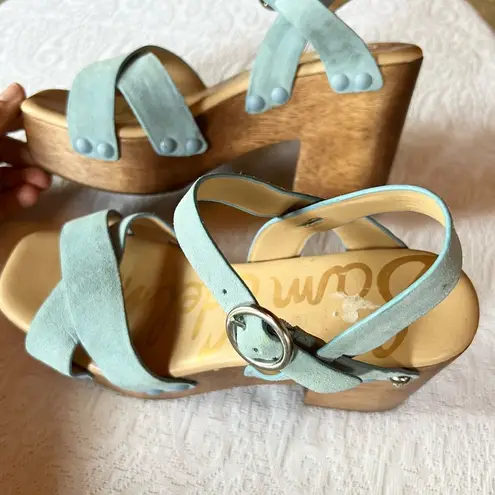 Sam Edelman  Women's Josefine Sky Blue Platform Wedge Sandals Size 7.5