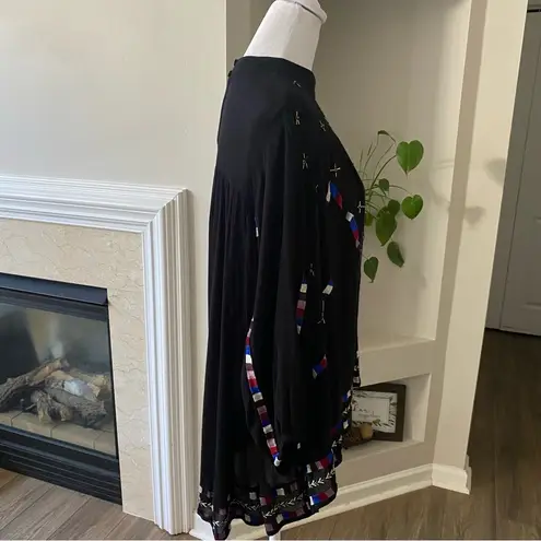 Anthropologie Chloe Oliver Black Blouse XS Whimsical Eclectic Boho Style