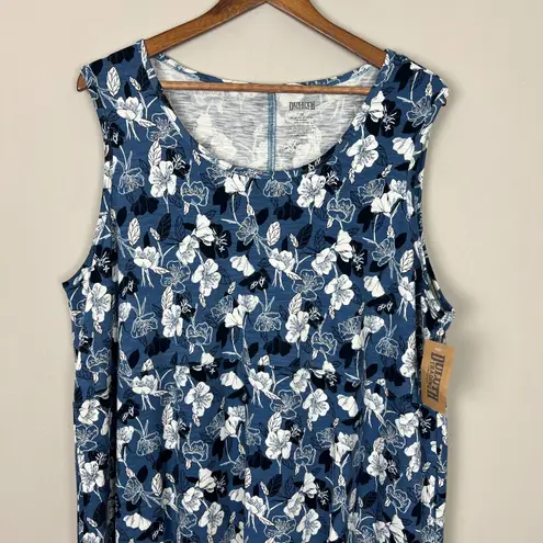 Duluth Trading Co Dress Womens 2X To N Flow Maxi Blue Floral Plus High Low New