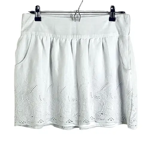 Stooshy White Lined Eyelet Lace Pocket Skirt Size Large