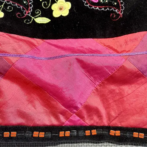 Coldwater Creek Womens Velvet Blazer Size L Multicolor Floral Embellished Art