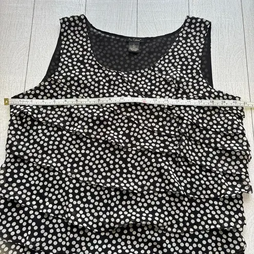 Nue Options Black with White Polka Dots Layered Ruffle Tank Top Size L Size L