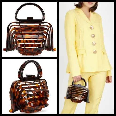 Cult Gaia ππ Lillith Bag ~ Tortoise Acrylic Mini Top Handle Bag Collapsible