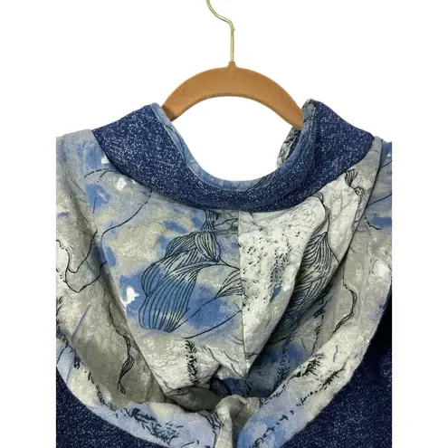 Hoodie Sweatshirt Blue Boho Asian Patchwork Bohemian Pockets Unique Boho Size M