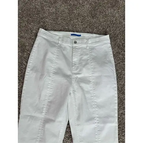 J. McLaughlin Rainey Front Slit Straight Leg Front Seam Kick Flare White Jean 14