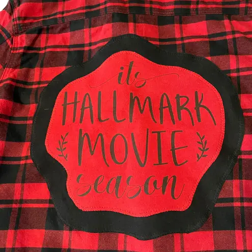 Handmade Unique Red Plaid Hallmark Movie Season Flannel Shirt M