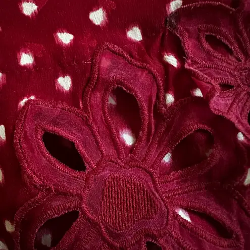 Rebecca Taylor 3D Applique Red Floral Heart Top 100% Silk Size 2 Valentines Love