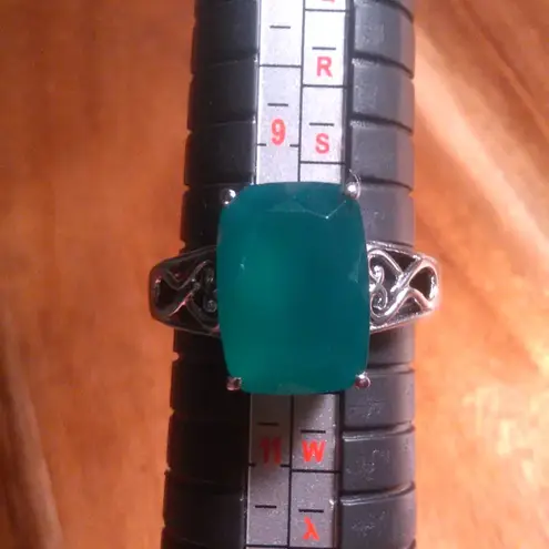 Verde Onyx Stainless Steel Solitaire Ring (Size 10)