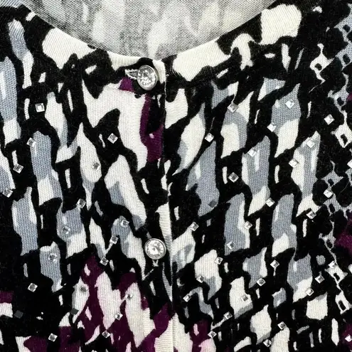 Liz & me cardigan womens 1X geometric rhinestone jewel button whimsigoth artsy Purple